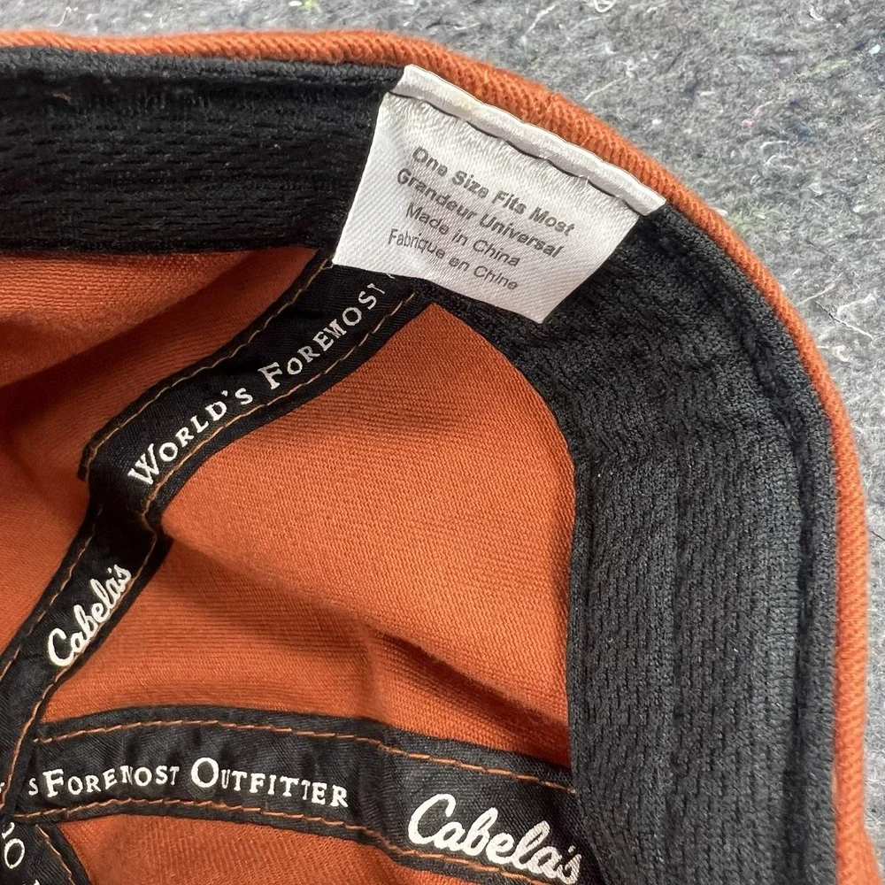 Cabela's Men's Hat Orange Strapback Baseball Cap Dad Golf Outdoor Used